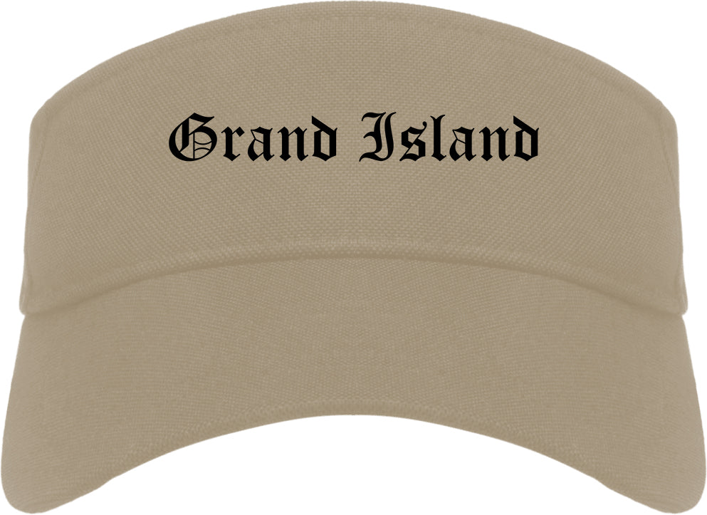 Grand Island Nebraska NE Old English Mens Visor Cap Hat Khaki