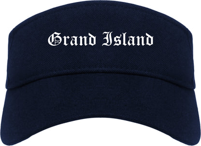 Grand Island Nebraska NE Old English Mens Visor Cap Hat Navy Blue