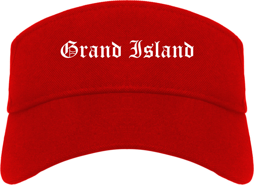 Grand Island Nebraska NE Old English Mens Visor Cap Hat Red