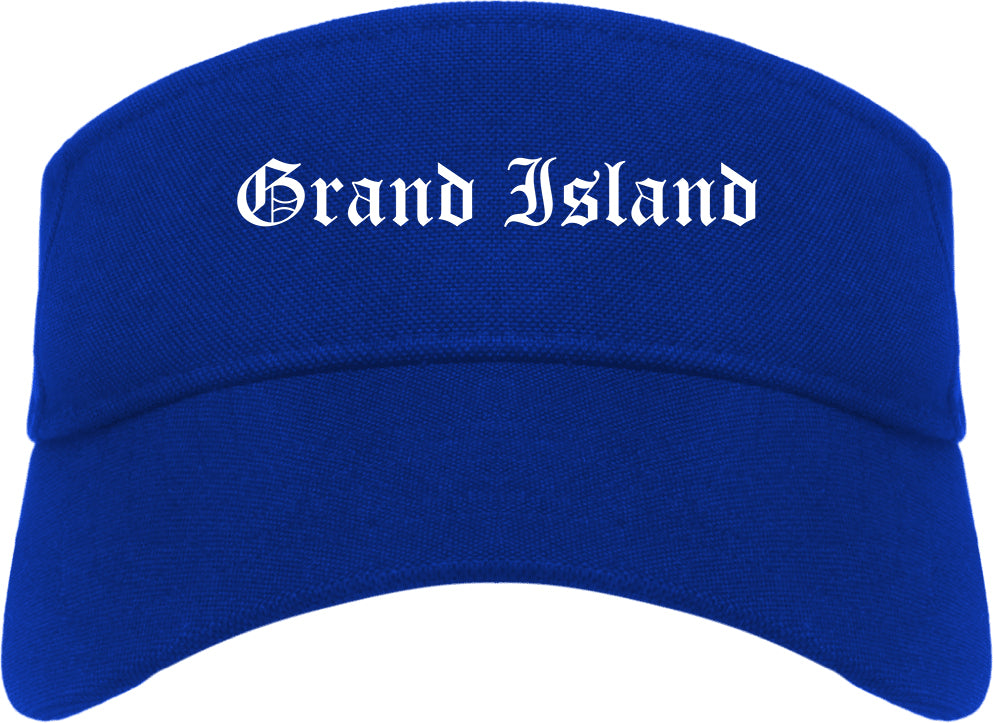 Grand Island Nebraska NE Old English Mens Visor Cap Hat Royal Blue