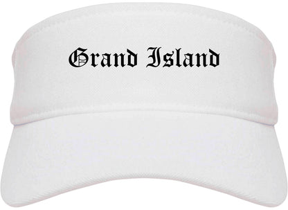 Grand Island Nebraska NE Old English Mens Visor Cap Hat White