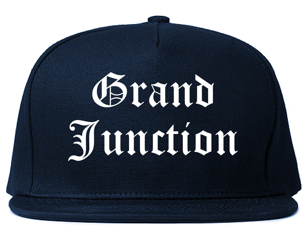 Grand Junction Colorado CO Old English Mens Snapback Hat Navy Blue