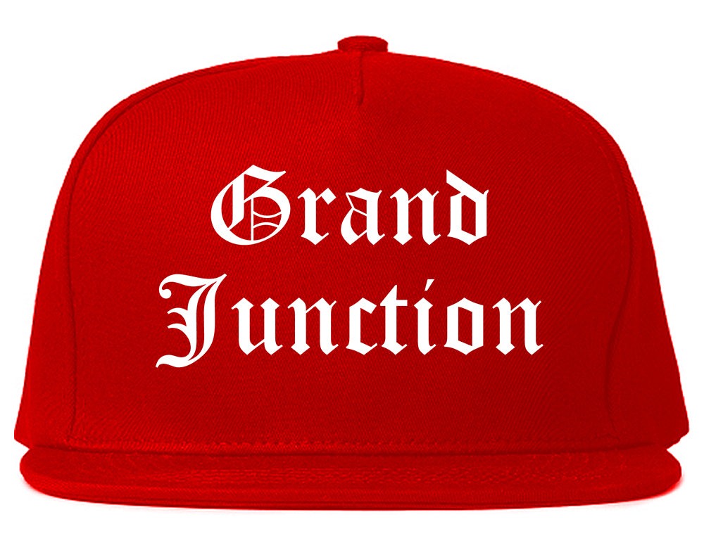 Grand Junction Colorado CO Old English Mens Snapback Hat Red