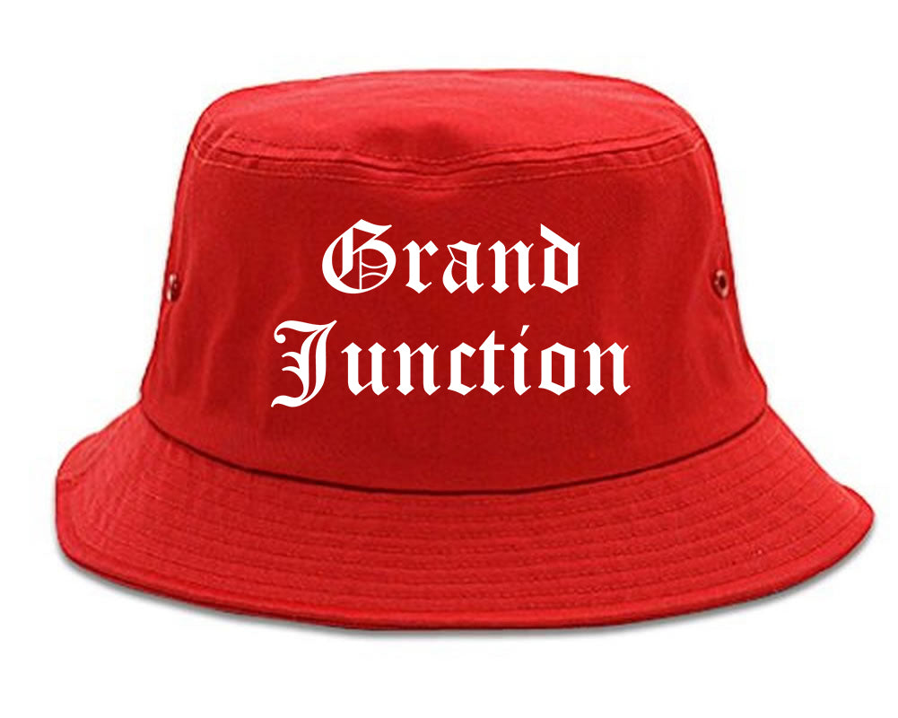 Grand Junction Colorado CO Old English Mens Bucket Hat Red