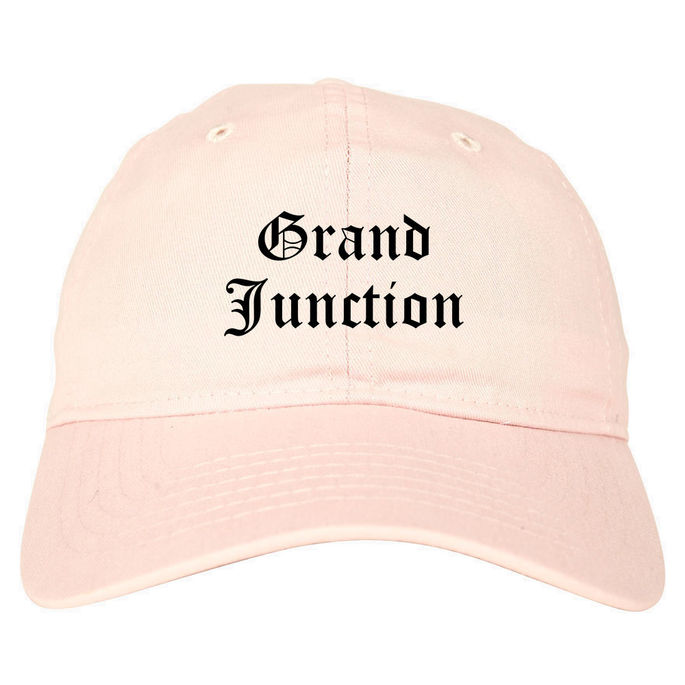 Grand Junction Colorado CO Old English Mens Dad Hat Baseball Cap Pink