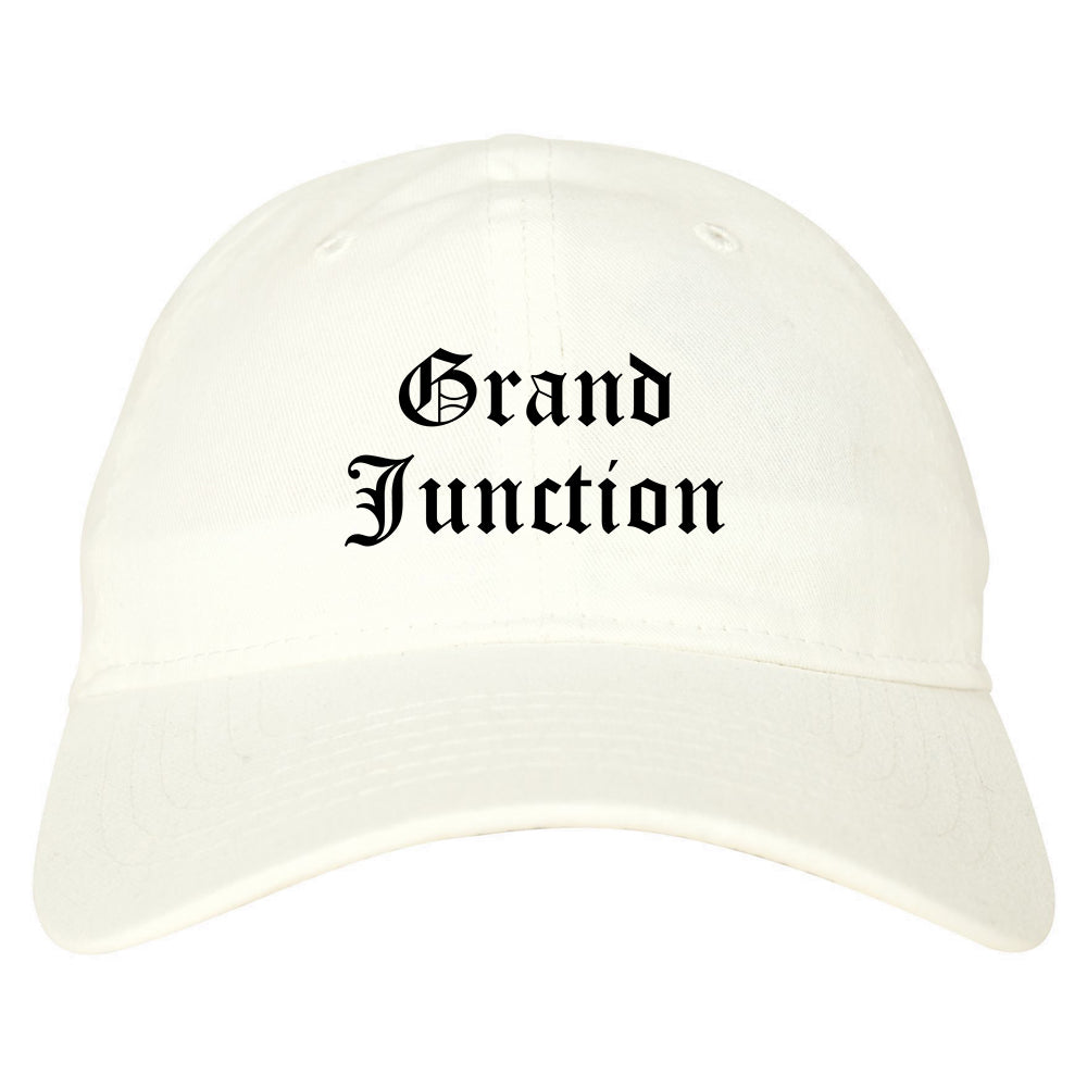 Grand Junction Colorado CO Old English Mens Dad Hat Baseball Cap White