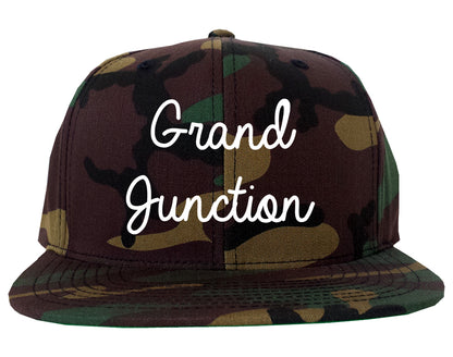 Grand Junction Colorado CO Script Mens Snapback Hat Army Camo