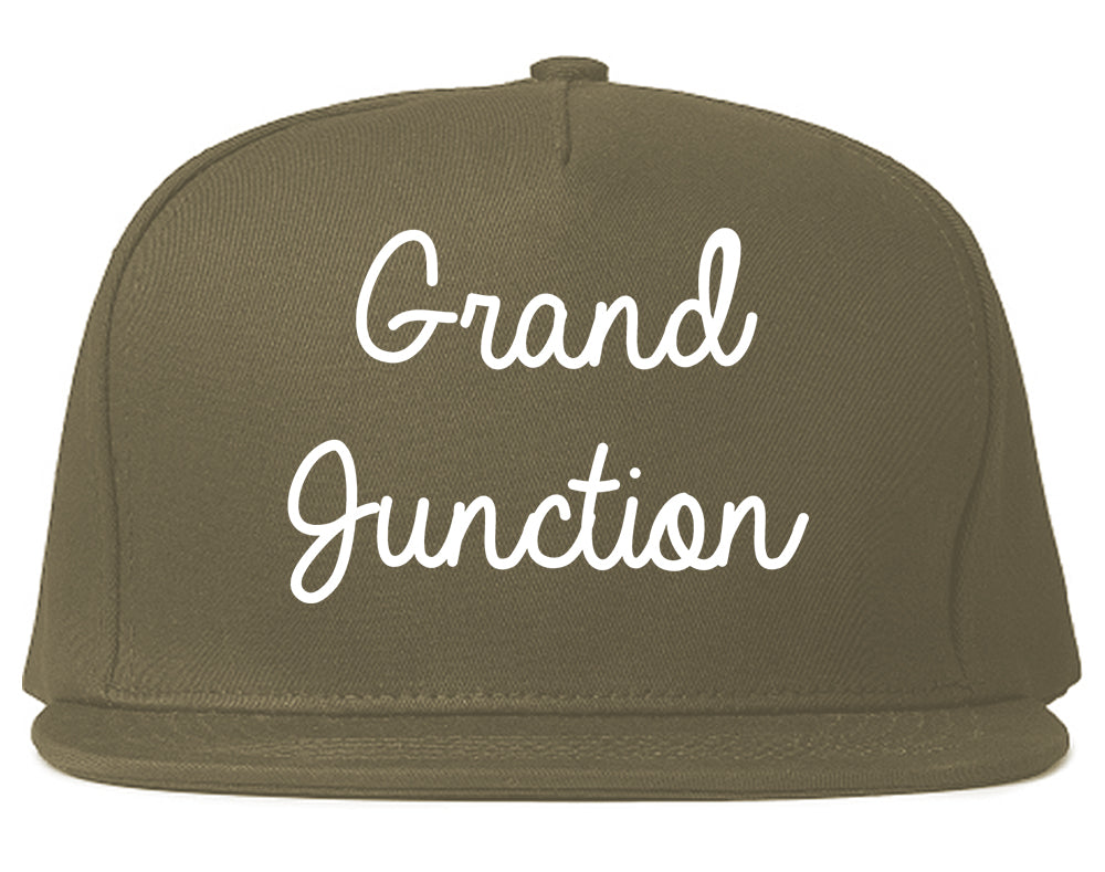 Grand Junction Colorado CO Script Mens Snapback Hat Grey