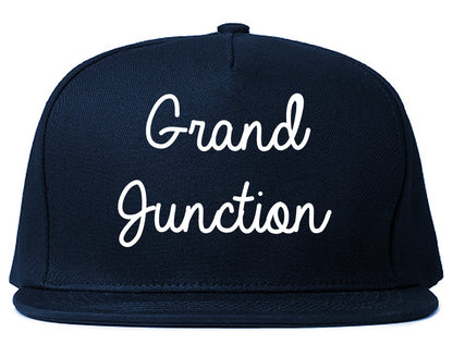 Grand Junction Colorado CO Script Mens Snapback Hat Navy Blue