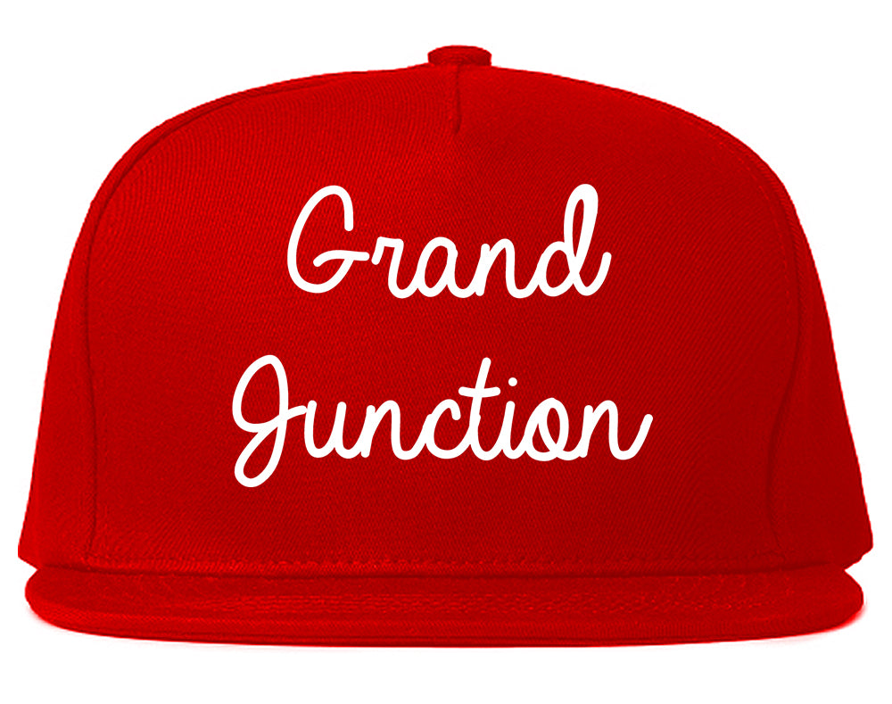 Grand Junction Colorado CO Script Mens Snapback Hat Red