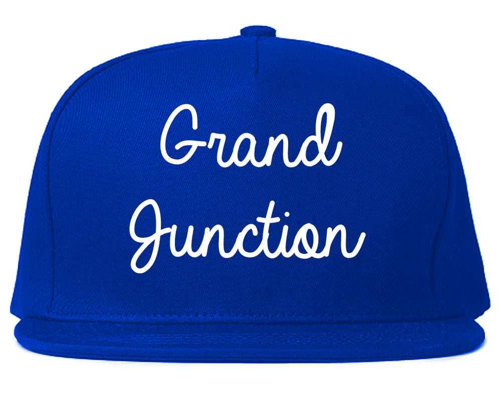 Grand Junction Colorado CO Script Mens Snapback Hat Royal Blue