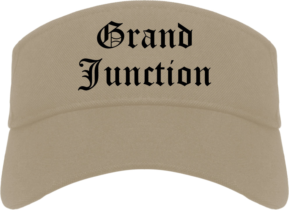 Grand Junction Colorado CO Old English Mens Visor Cap Hat Khaki