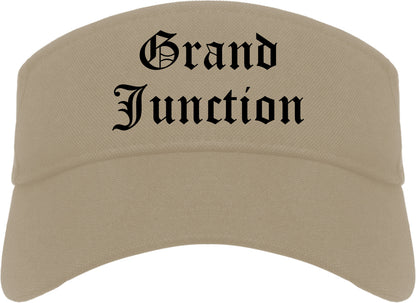 Grand Junction Colorado CO Old English Mens Visor Cap Hat Khaki