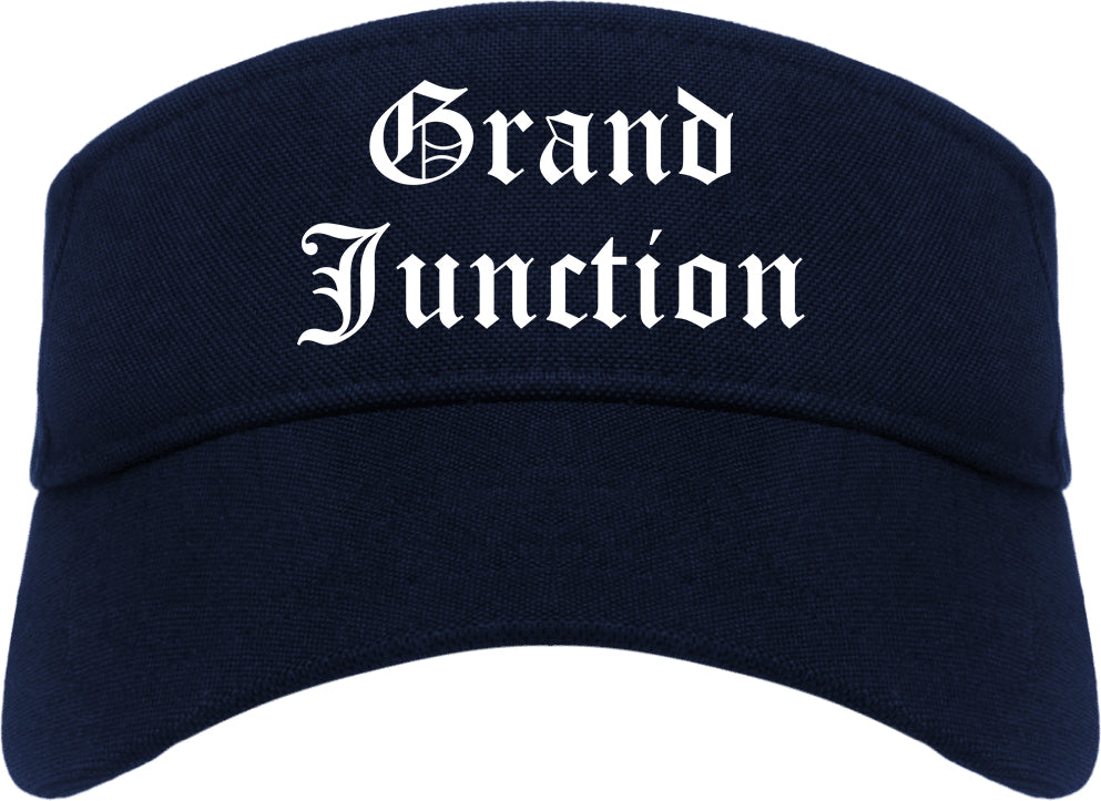 Grand Junction Colorado CO Old English Mens Visor Cap Hat Navy Blue