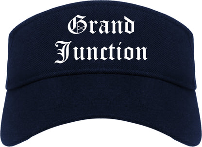 Grand Junction Colorado CO Old English Mens Visor Cap Hat Navy Blue