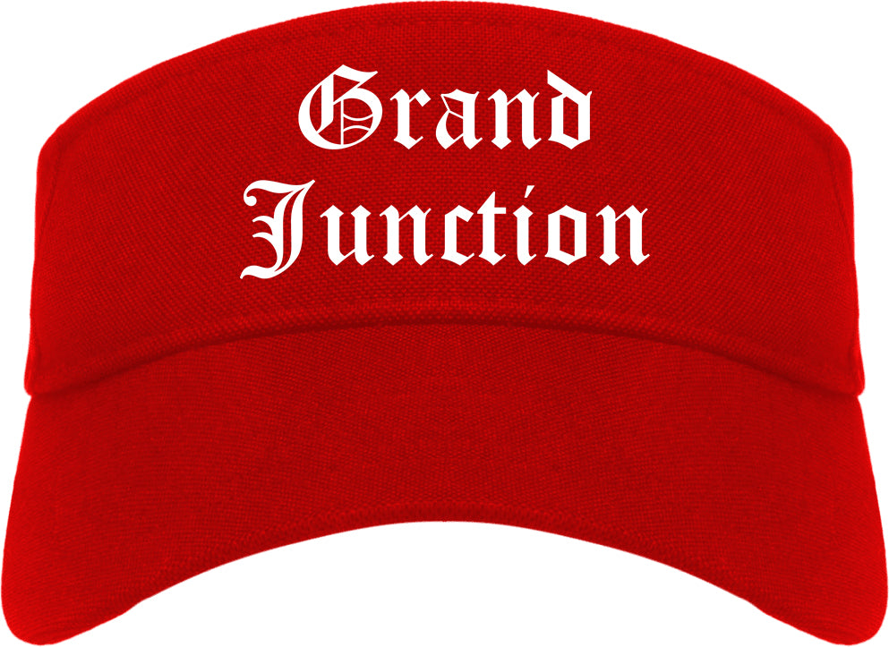 Grand Junction Colorado CO Old English Mens Visor Cap Hat Red