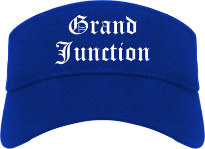 Grand Junction Colorado CO Old English Mens Visor Cap Hat Royal Blue