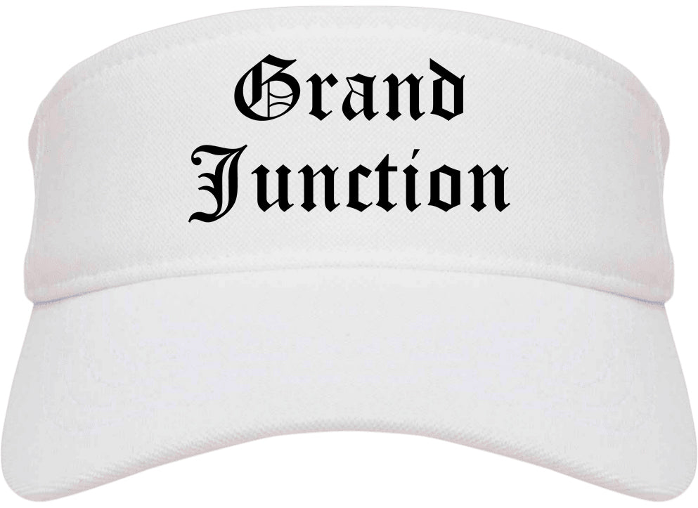 Grand Junction Colorado CO Old English Mens Visor Cap Hat White