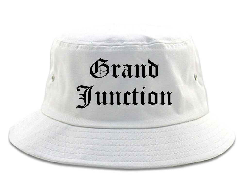 Grand Junction Colorado CO Old English Mens Bucket Hat White