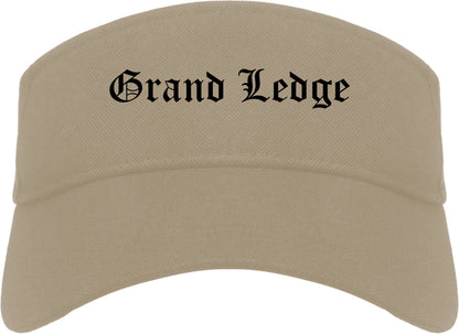 Grand Ledge Michigan MI Old English Mens Visor Cap Hat Khaki