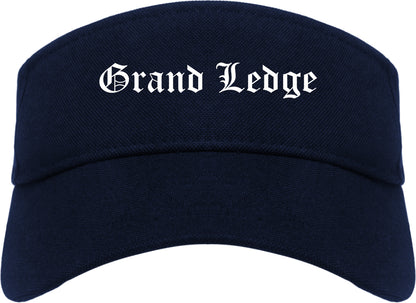 Grand Ledge Michigan MI Old English Mens Visor Cap Hat Navy Blue