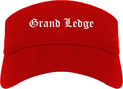 Grand Ledge Michigan MI Old English Mens Visor Cap Hat Red