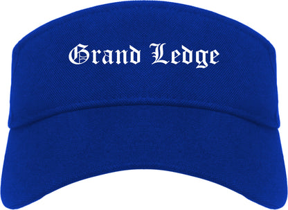 Grand Ledge Michigan MI Old English Mens Visor Cap Hat Royal Blue