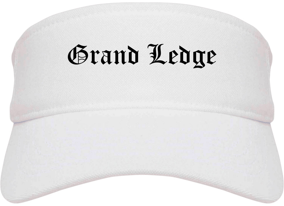 Grand Ledge Michigan MI Old English Mens Visor Cap Hat White
