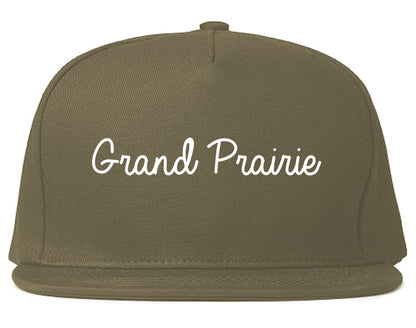 Grand Prairie Texas TX Script Mens Snapback Hat Grey