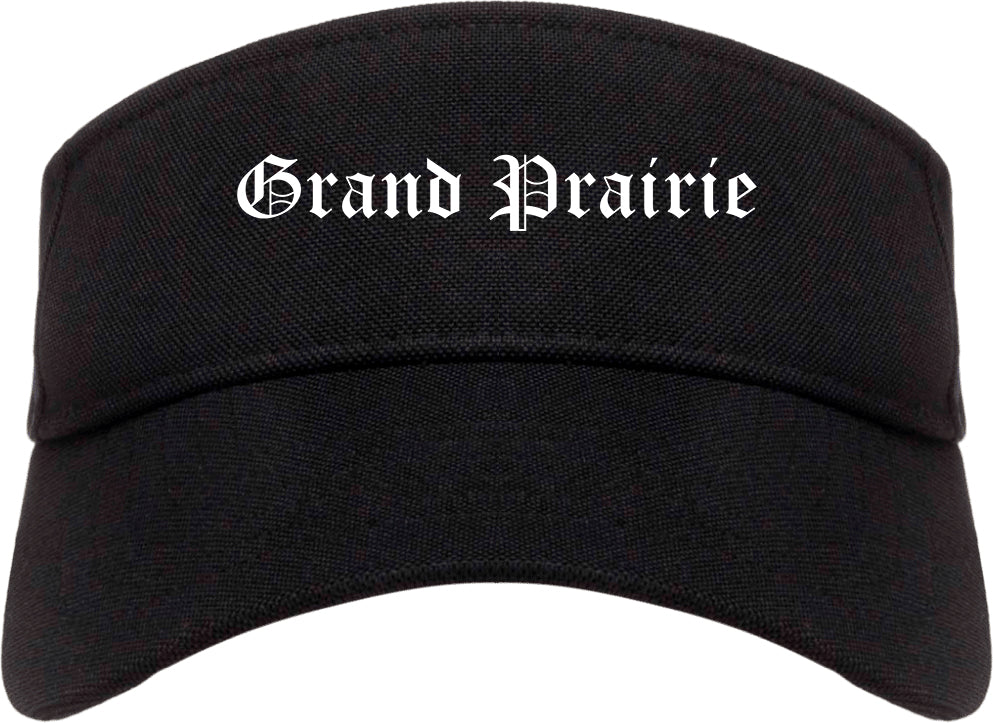 Grand Prairie Texas TX Old English Mens Visor Cap Hat Black