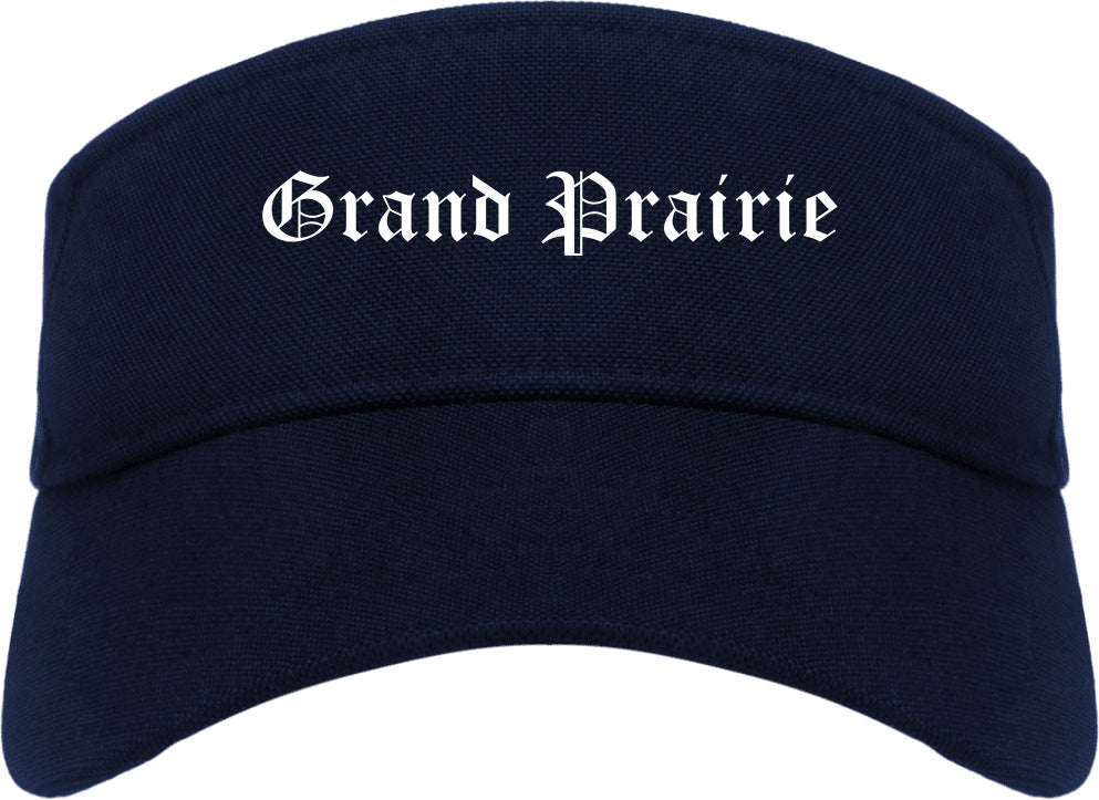 Grand Prairie Texas TX Old English Mens Visor Cap Hat Navy Blue