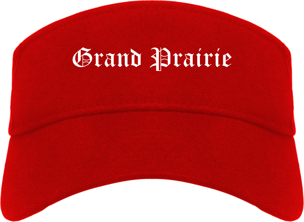 Grand Prairie Texas TX Old English Mens Visor Cap Hat Red