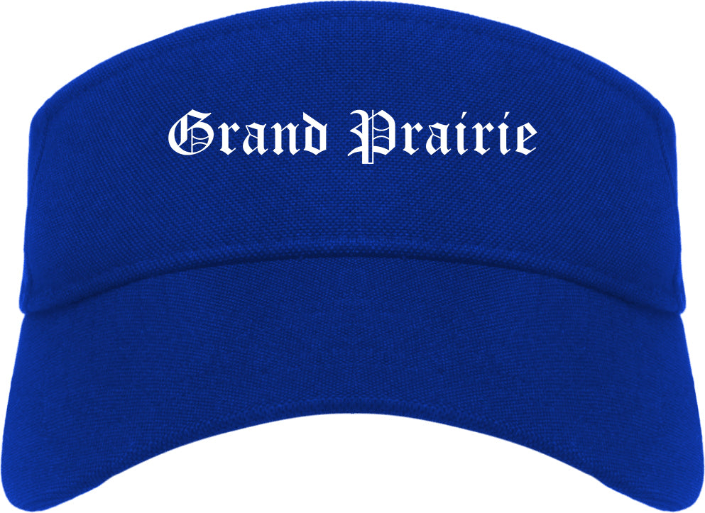 Grand Prairie Texas TX Old English Mens Visor Cap Hat Royal Blue