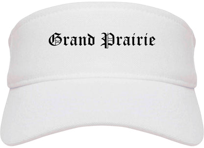 Grand Prairie Texas TX Old English Mens Visor Cap Hat White