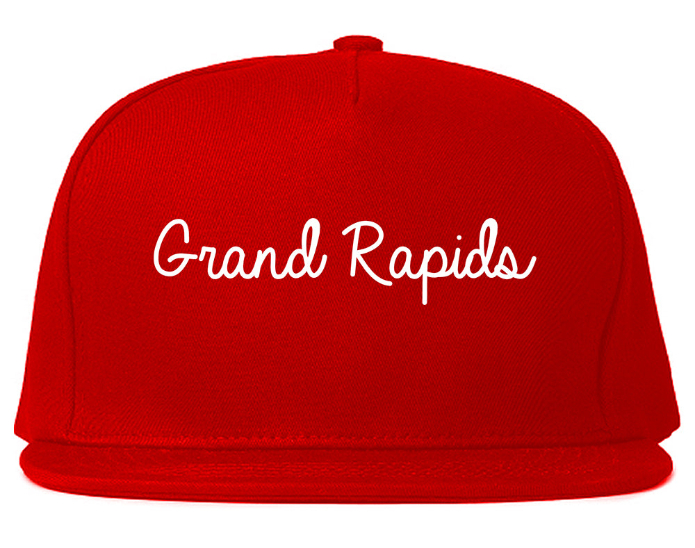 Grand Rapids Michigan MI Script Mens Snapback Hat Red