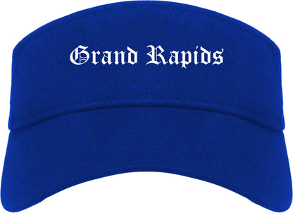 Grand Rapids Minnesota MN Old English Mens Visor Cap Hat Royal Blue