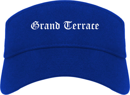 Grand Terrace California CA Old English Mens Visor Cap Hat Royal Blue