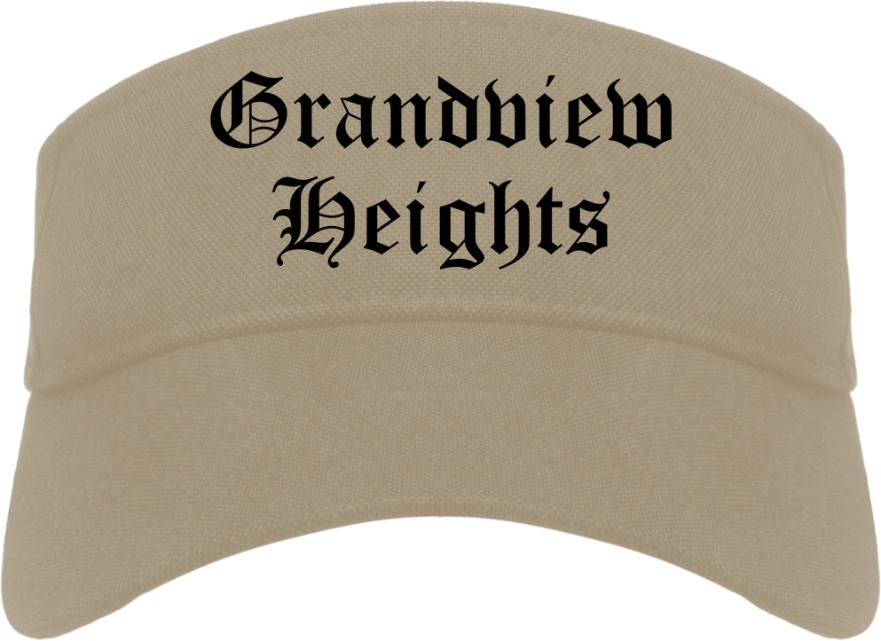 Grandview Heights Ohio OH Old English Mens Visor Cap Hat Khaki