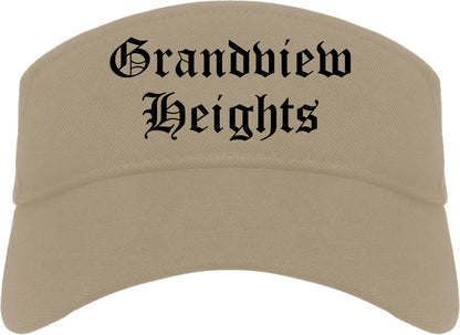 Grandview Heights Ohio OH Old English Mens Visor Cap Hat Khaki