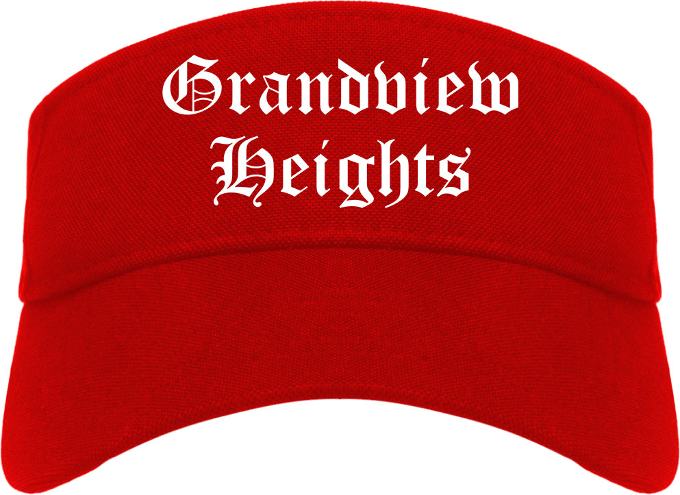 Grandview Heights Ohio OH Old English Mens Visor Cap Hat Red