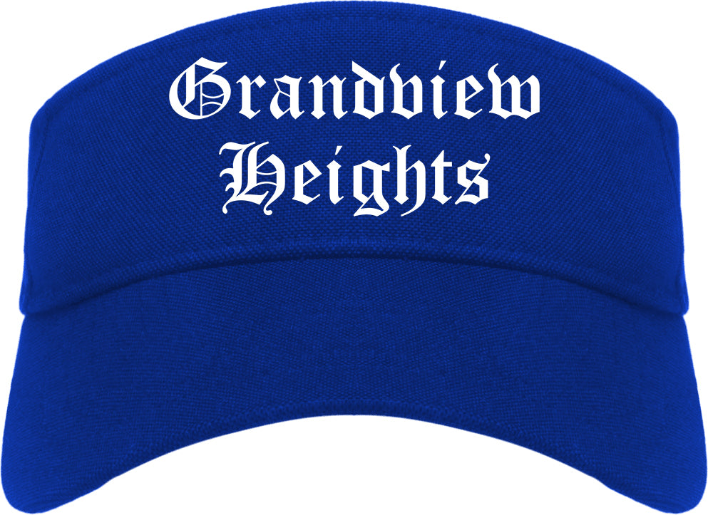 Grandview Heights Ohio OH Old English Mens Visor Cap Hat Royal Blue