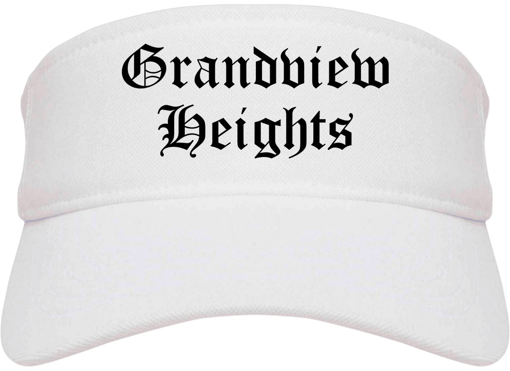 Grandview Heights Ohio OH Old English Mens Visor Cap Hat White