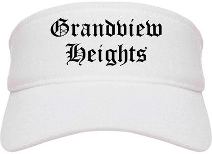Grandview Heights Ohio OH Old English Mens Visor Cap Hat White
