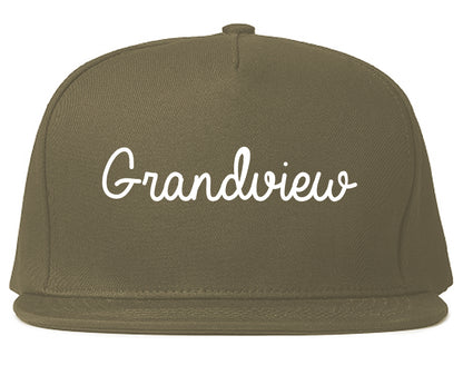 Grandview Missouri MO Script Mens Snapback Hat Grey