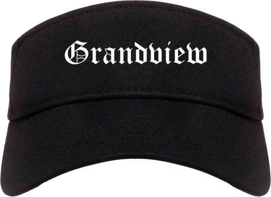 Grandview Missouri MO Old English Mens Visor Cap Hat Black