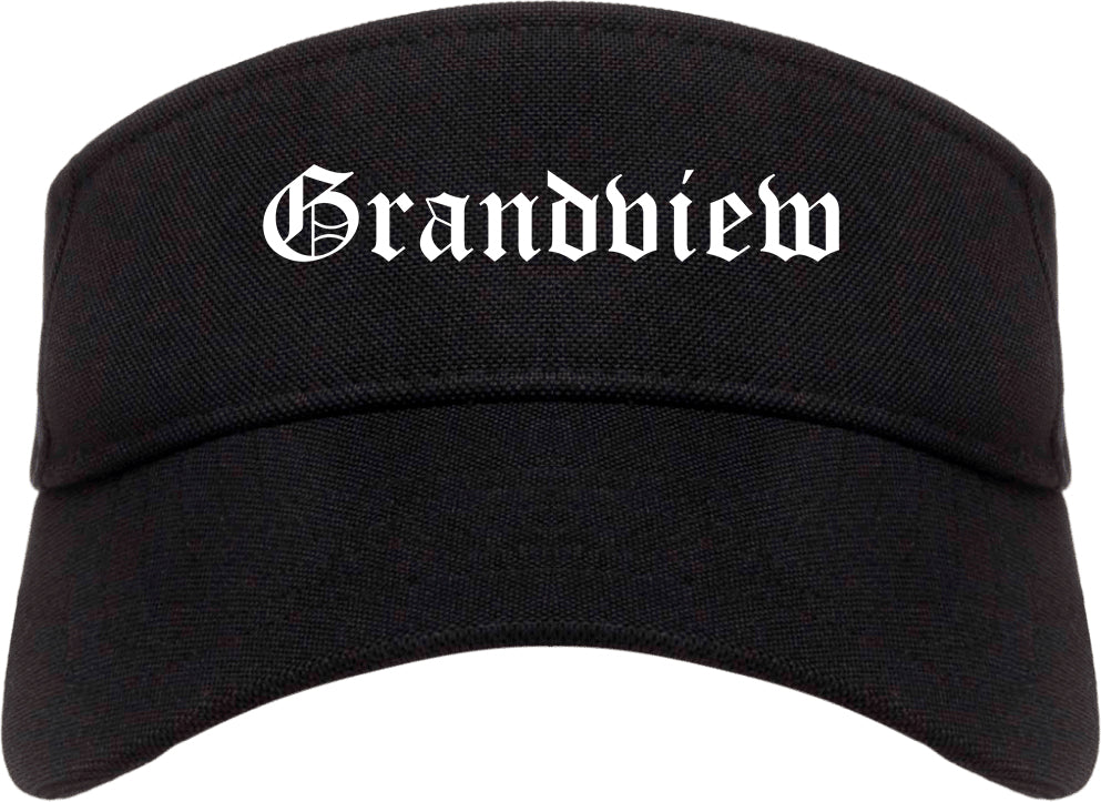 Grandview Missouri MO Old English Mens Visor Cap Hat Black