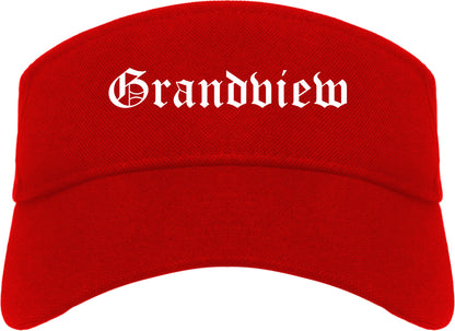 Grandview Missouri MO Old English Mens Visor Cap Hat Red