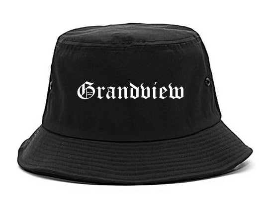 Grandview Washington WA Old English Mens Bucket Hat Black