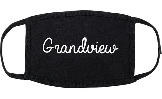 Grandview Washington WA Script Cotton Face Mask Black