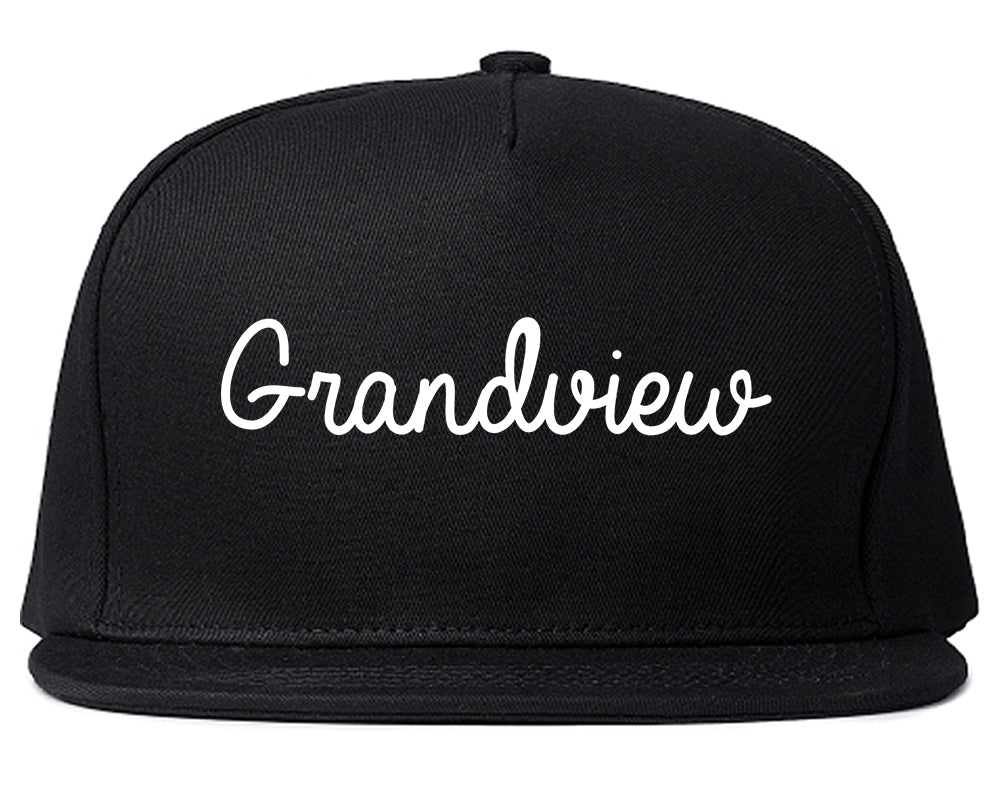 Grandview Washington WA Script Mens Snapback Hat Black